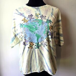 Grateful Dead Tie Dye Reduce Reuse Recycle Bears Crop Top Band T Shirt M/L
